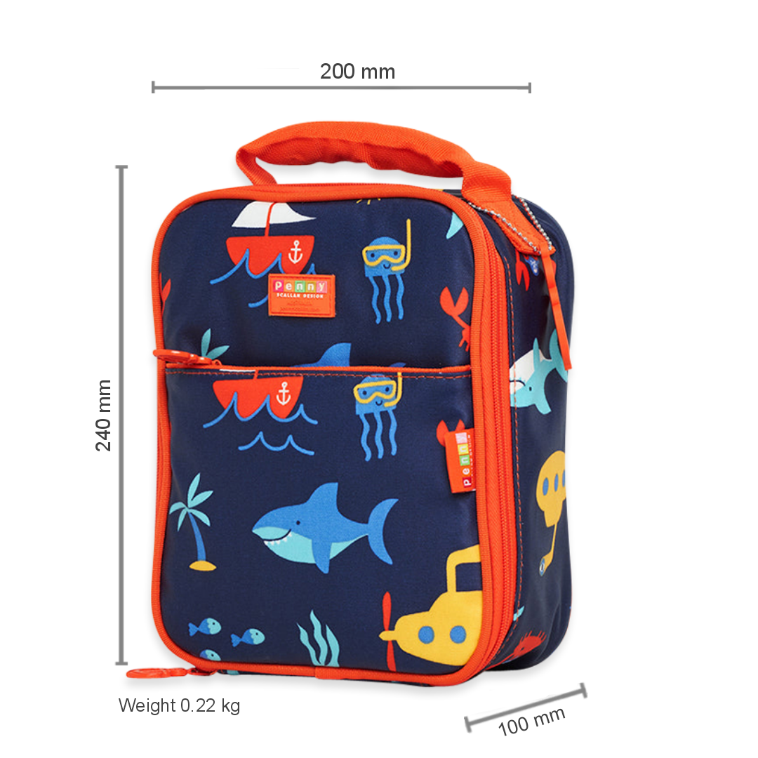 Penny Scallan Mini Insulated Lunch Bag Anchors Away with dimension