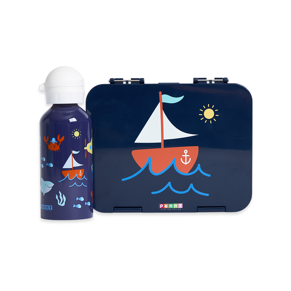 Large Bento + Stainless Steel Drink Bottle Pack - Anchors Away