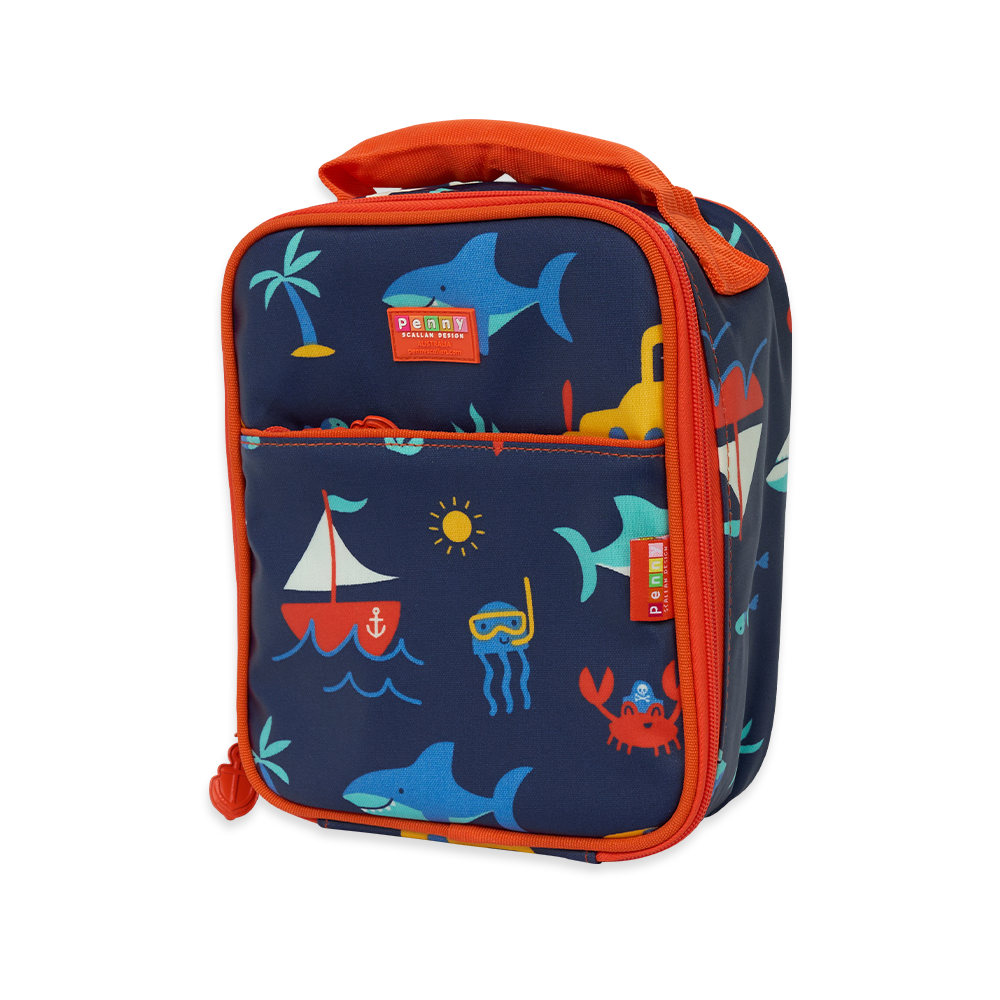 Anchor Print Canvas Insulated Lunch Bag 