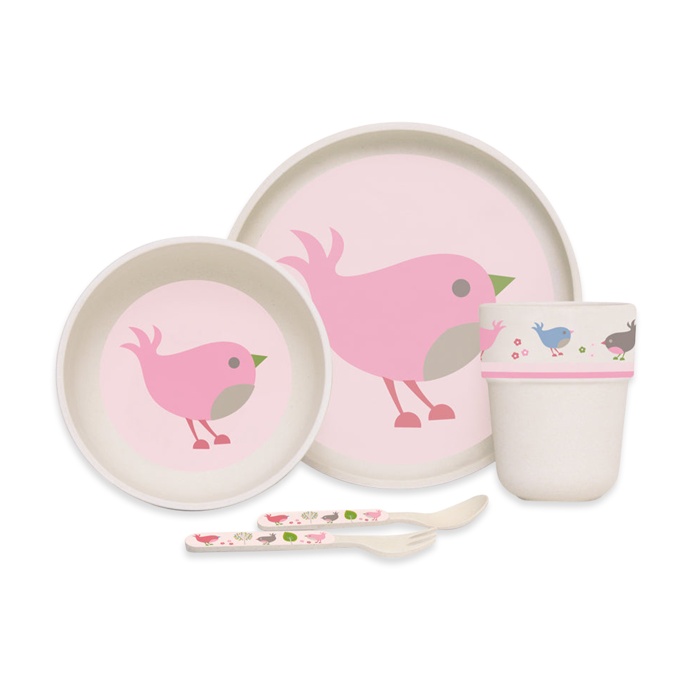 Penny Scallan Bamboo Meal Set with Cutlery Chirpy Bird