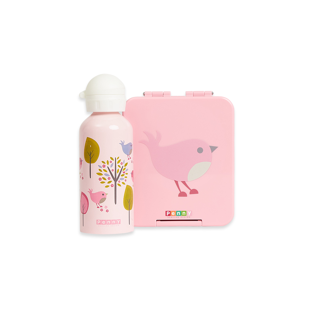 Medium Bento + Stainless Steel Drink Bottle Pack - Chirpy Bird