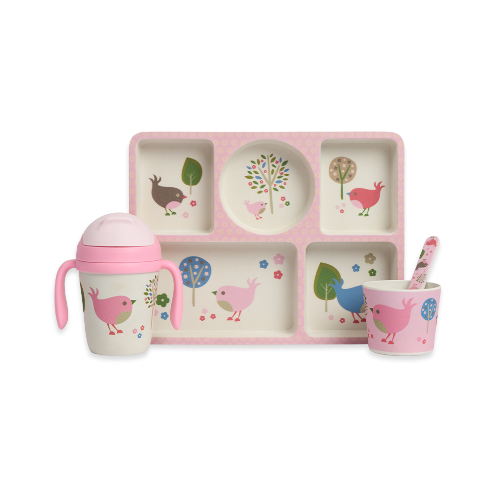 Bamboo Divided Plate Pack - Chirpy Bird