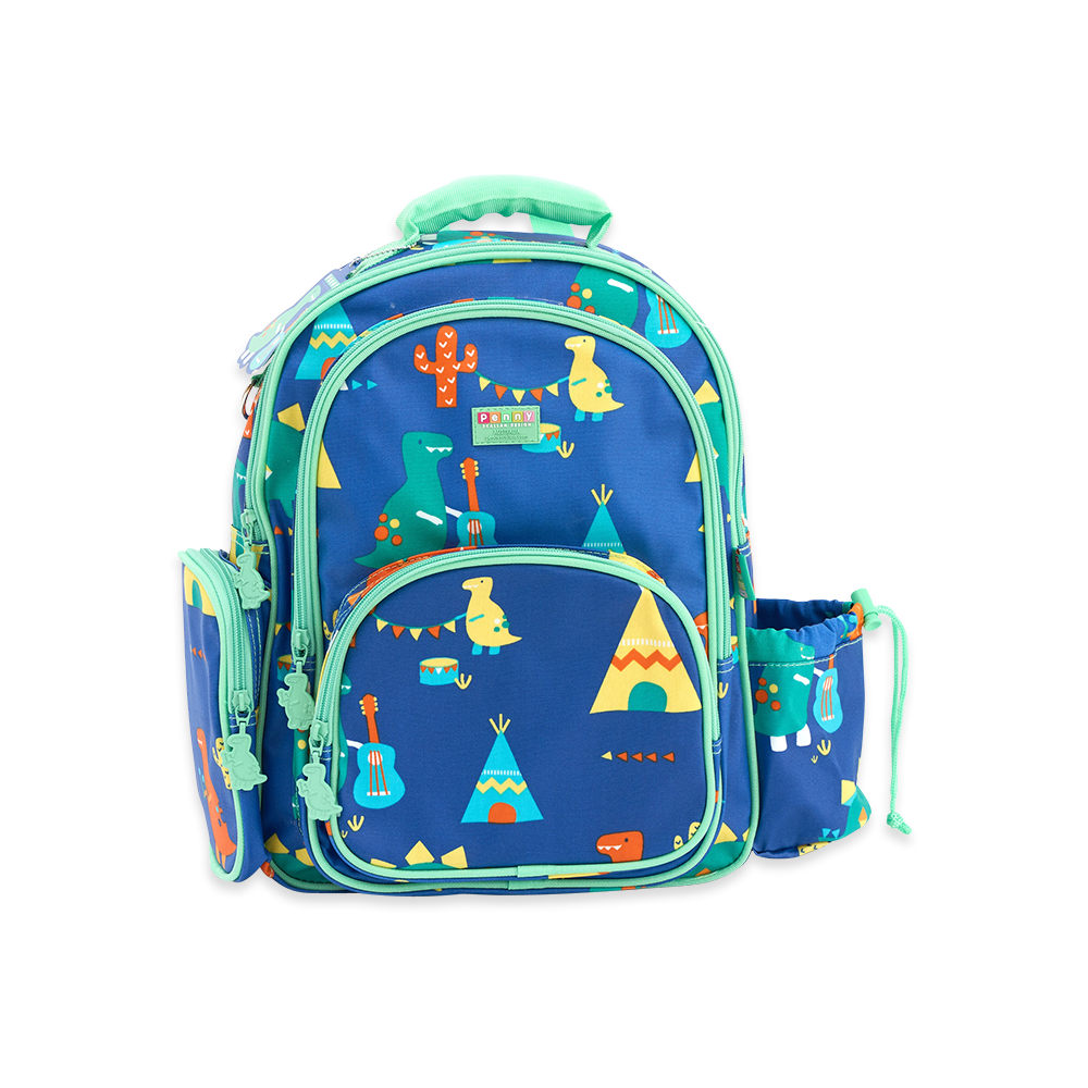 Penny Scallan Blue with Green Lining Large Backpack Front view