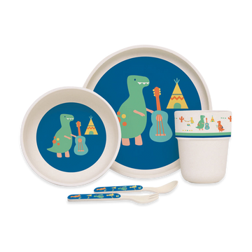 Penny Scallan Bamboo Meal Set with Cutlery Dino Rock