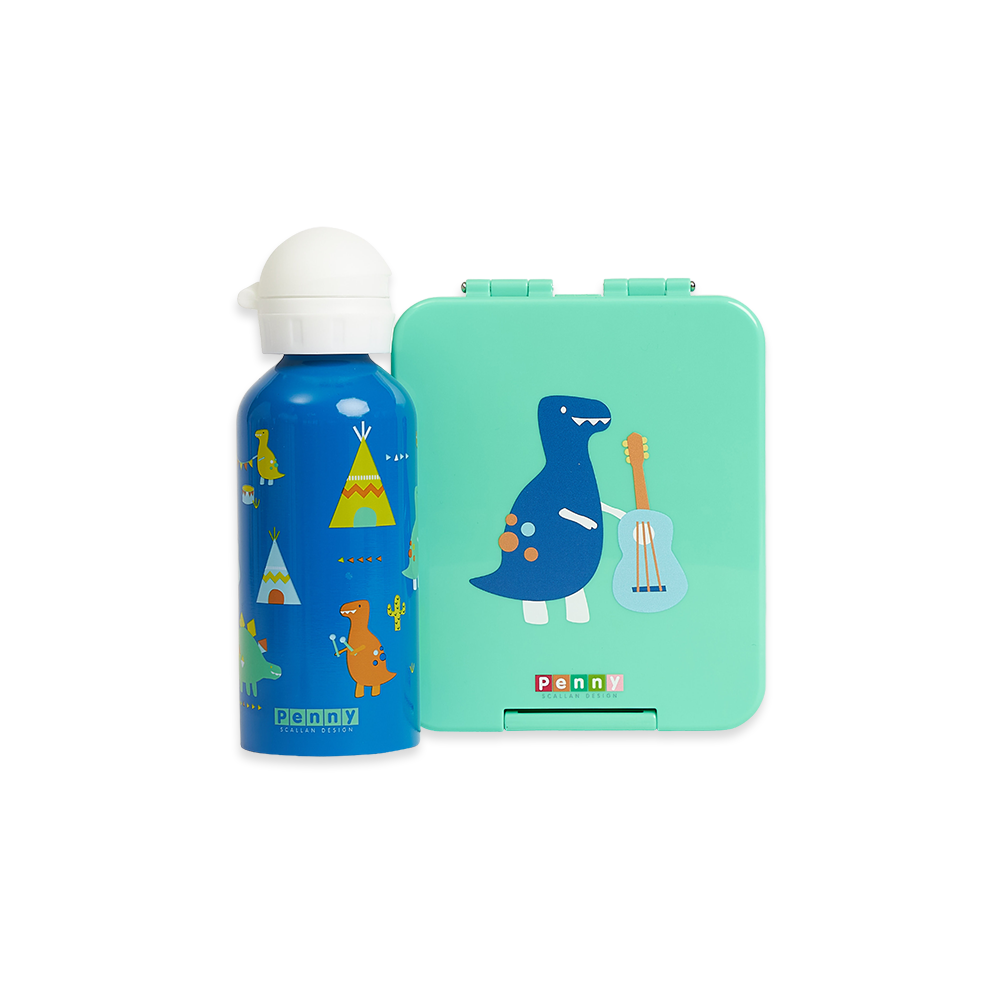 Medium Bento + Stainless Steel Drink Bottle Pack - Dino Rock