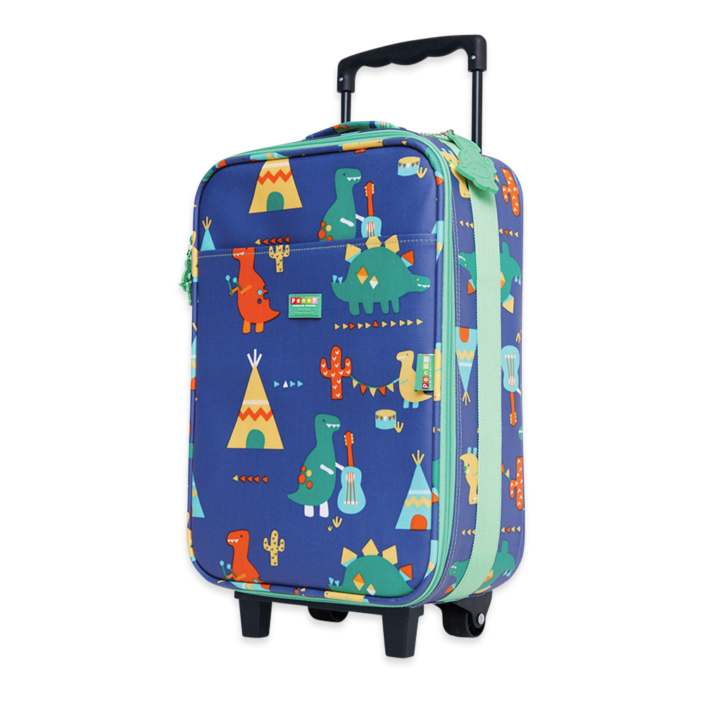 Penny Scallan Kids 2 Wheel Suitcase Dino Rock side view