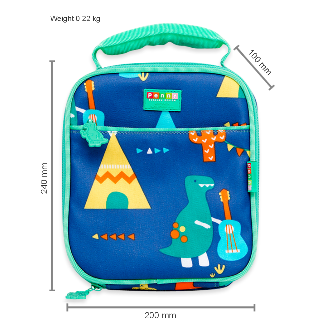 Penny Scallan Design BENTO COOLER BAG WITH POCKET DINO ROCK Penny Scallan Design BENTO COOLER BAG WITH POCKET DINO ROCK