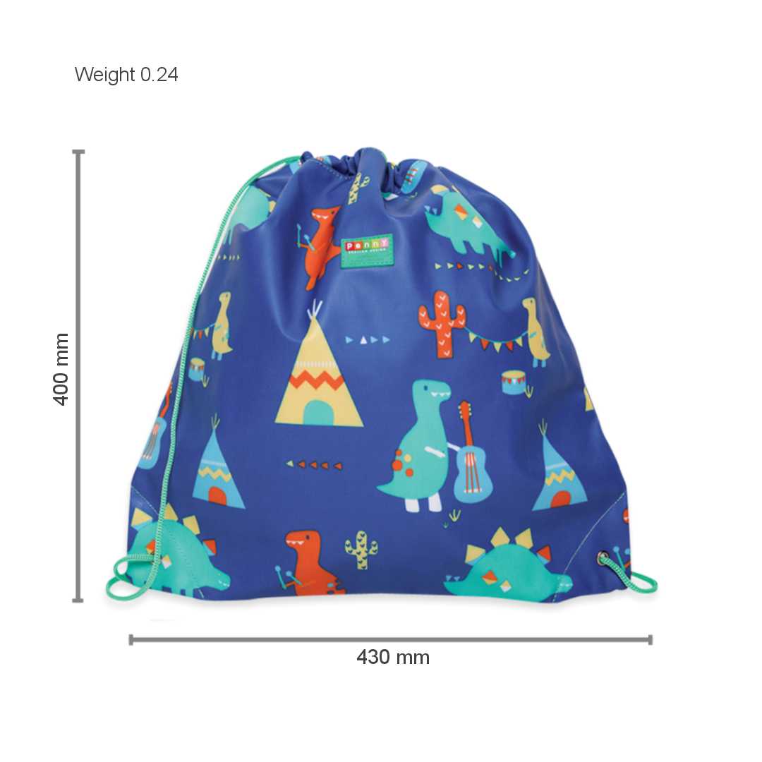 Penny Scallan Drawstring Bag Dino Rock with dimension