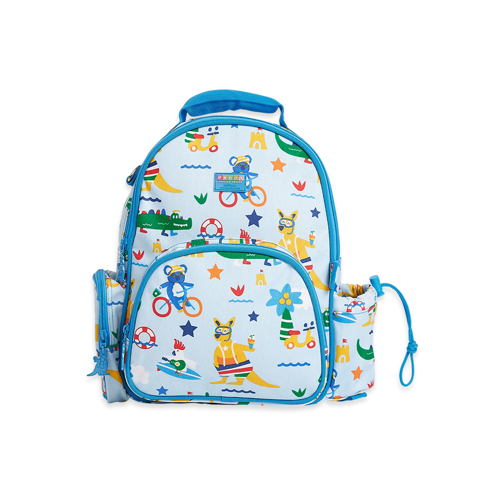 Penny Scallan Light Blue Animal Embedded Medium Backpack Front view