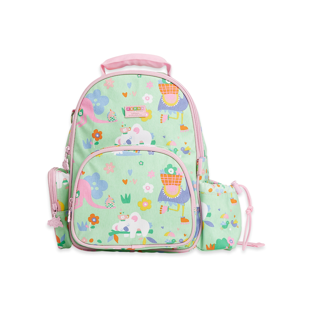Penny Scallan Light Green Animal Embedded Medium Backpack Front view