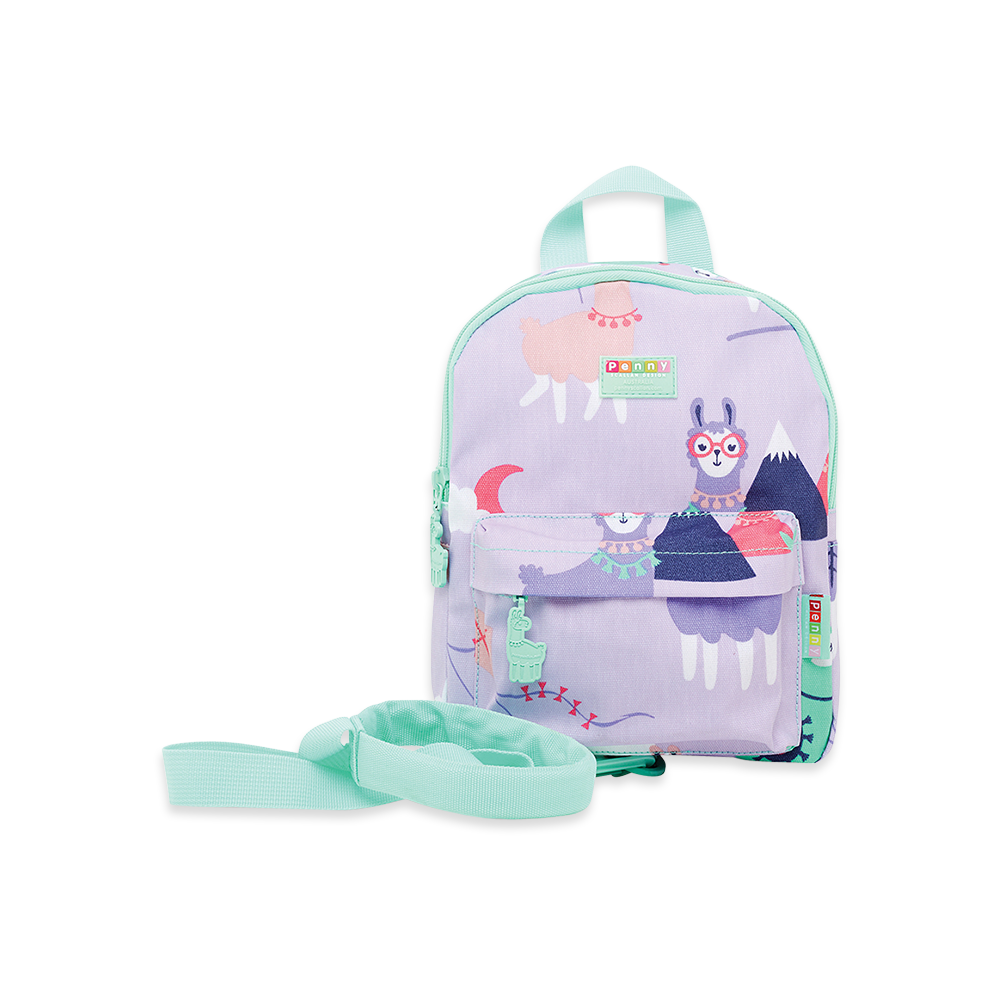 Penny Scallan Purple with Light Green Lining mini Backpack Front view