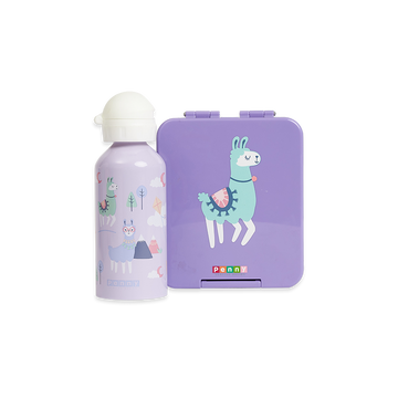 Medium Bento + Stainless Steel Drink Bottle Pack - Loopy Llama