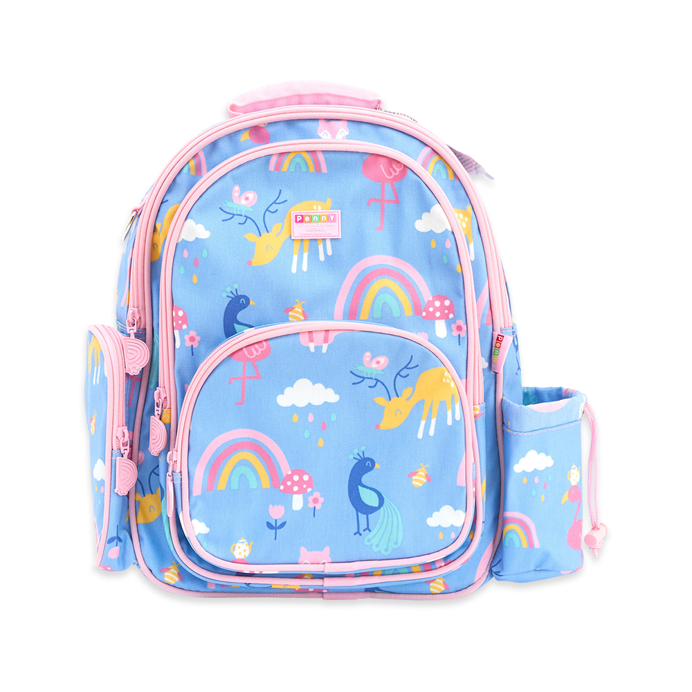 Penny Scallan Light Blue With Pink Lining Large Backpack Front view