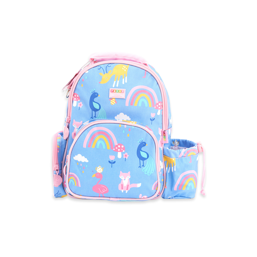 Penny Scallan Light Blue With Pink Lining Medium Backpack Front view