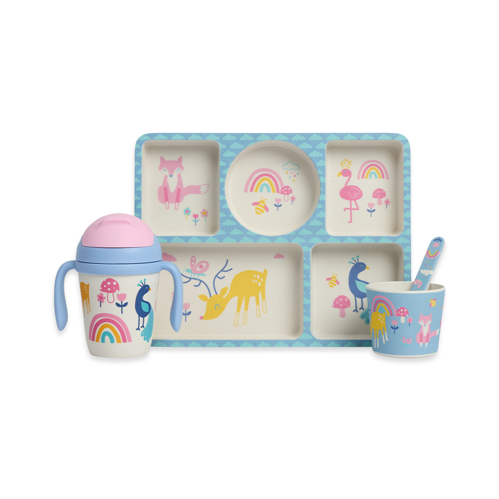 Bamboo Divided Plate Pack - Rainbow Days