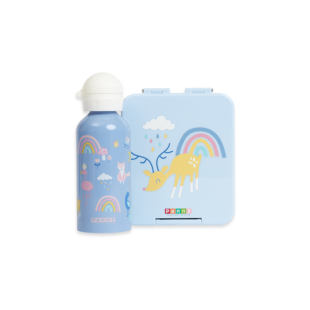 Medium Bento + Stainless Steel Drink Bottle Pack - Rainbow Days